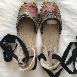 Soludos Woven Raffia Espadrille Wrap Sandals NIB